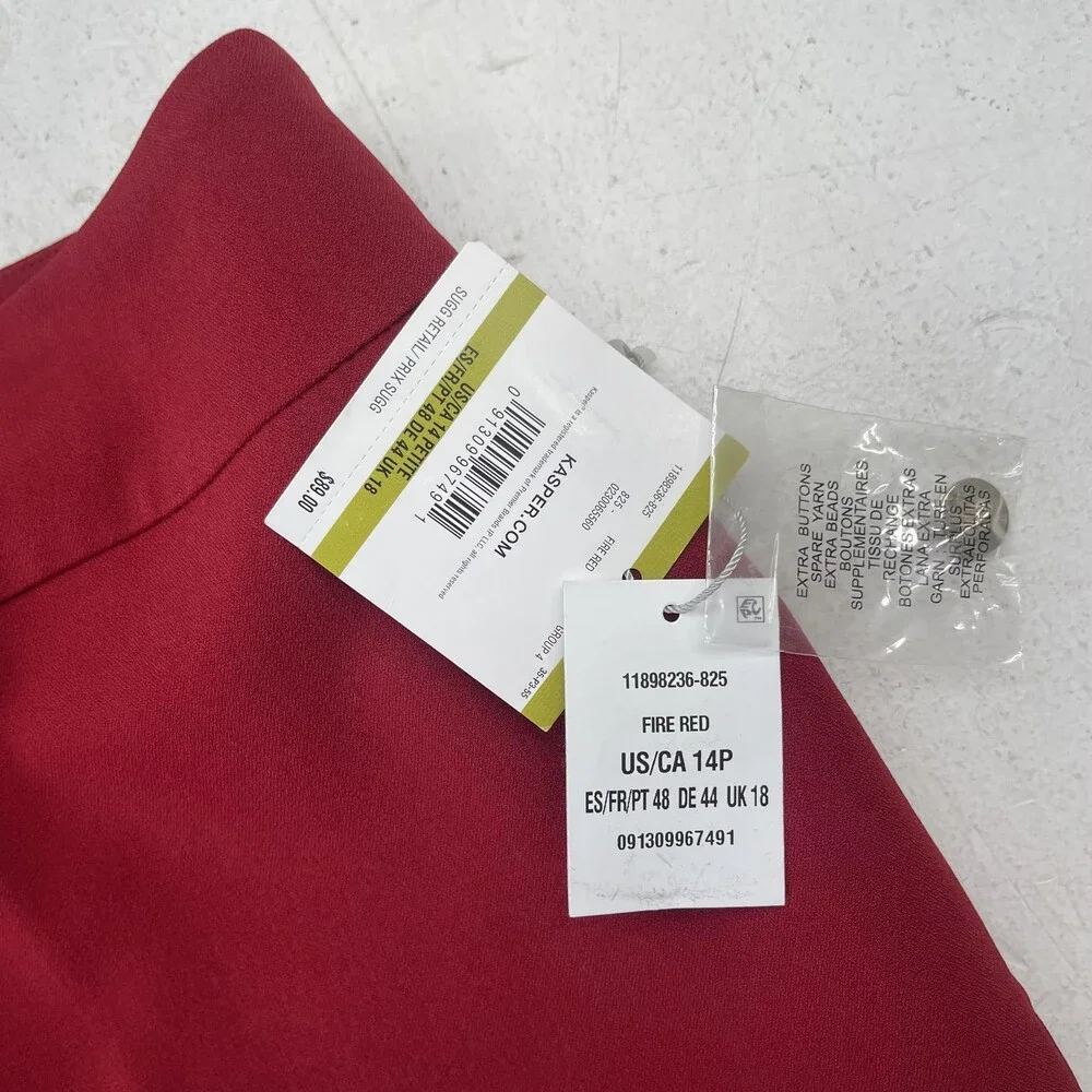 Kasper Dress Pants Womens 14P Red Crepe Wide Leg Zip Pockets Stretch Work Office - Picture 3 of 10